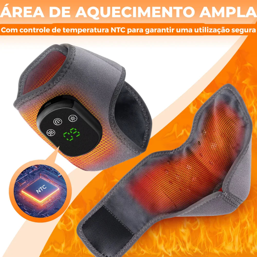 Faixa térmica cinza com controle digital, área de aquecimento ampla e chip NTC em destaque.