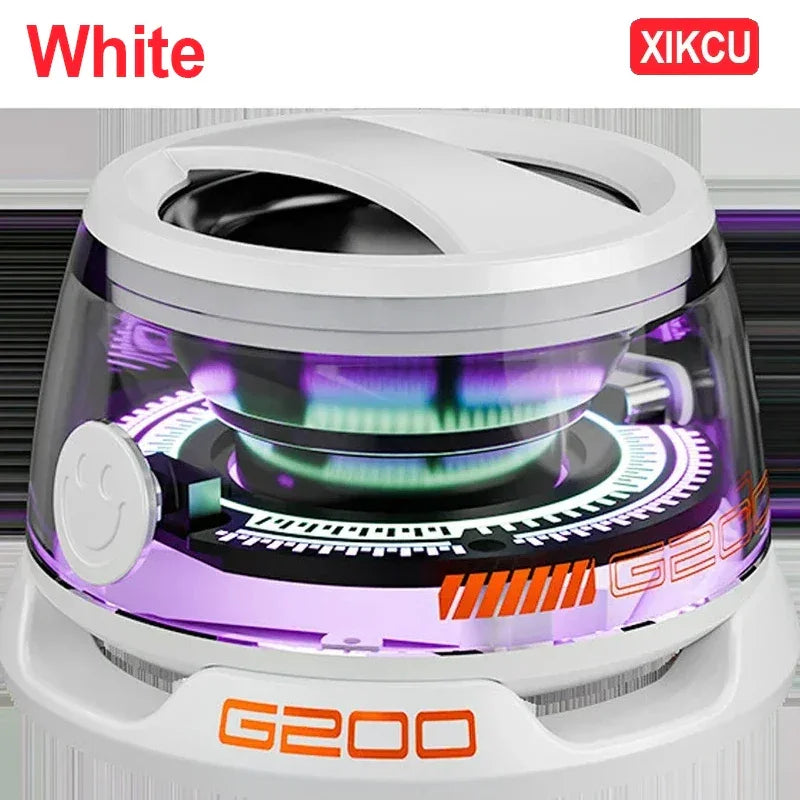 Mini aspirador de mesa branco G200 XIKCU com luz LED colorida e design moderno circular