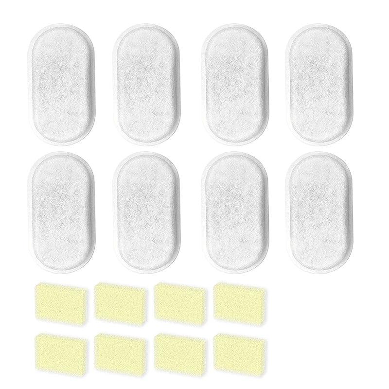 Filtros retangulares e ovais para purificador de água de fontes para gatos, em fundo branco