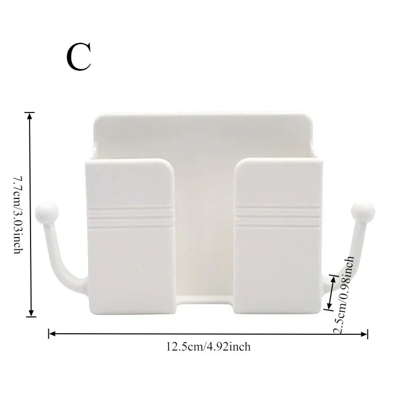 Suporte organizador branco de plástico com ganchos, medidas 12,5x7,7x2,5 cm, modelo C
