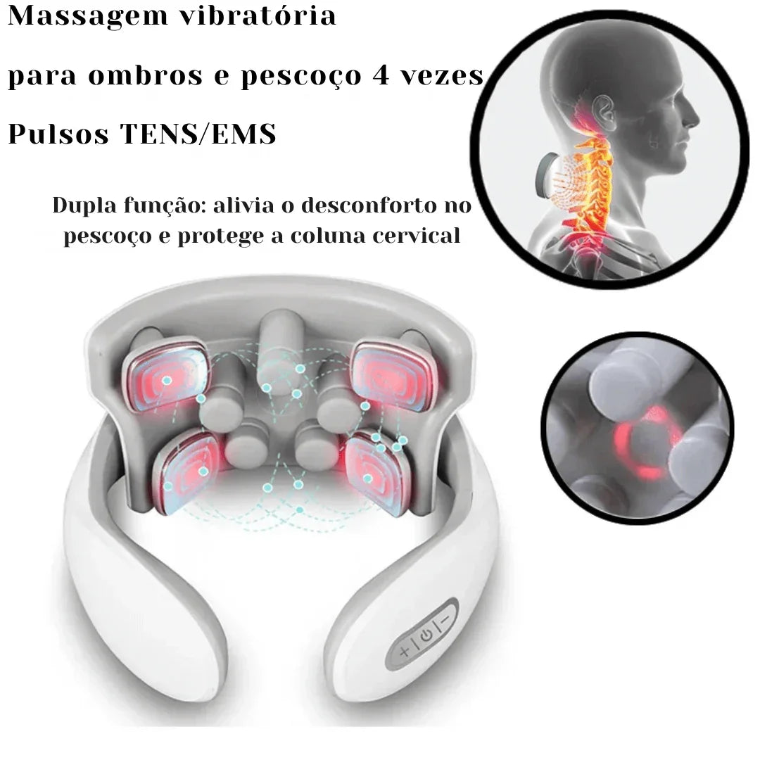 Massageador vibratório para ombros e pescoço, pulsos TENS/EMS, alívio cervical