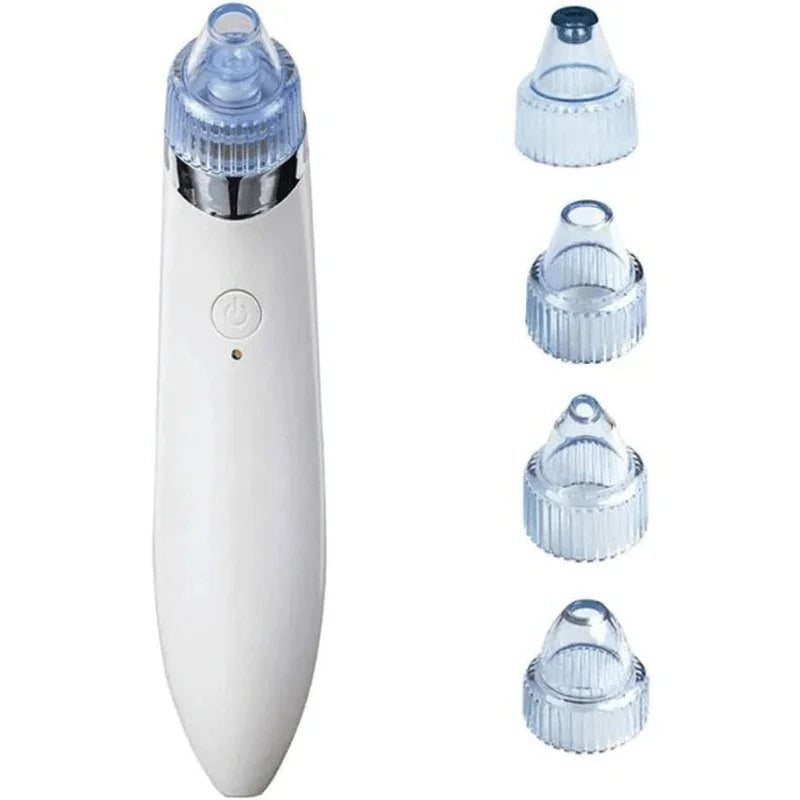 Removedor de cravos elétrico branco com quatro ponteiras de sucção intercambiáveis