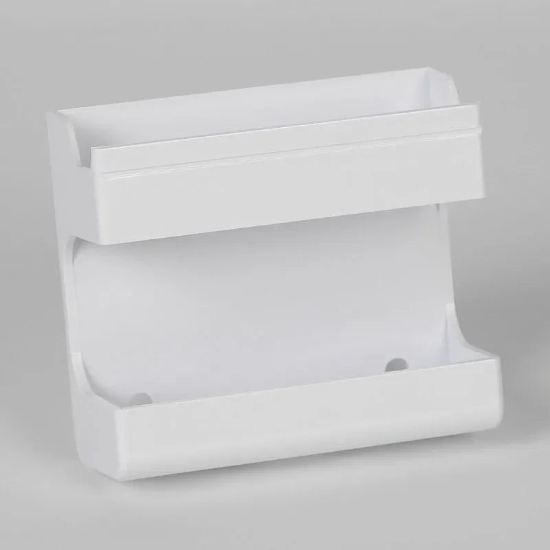 Suporte organizador de plástico branco para parede, ideal para escritório ou cozinha