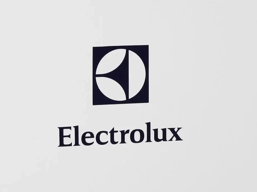 Logo Electrolux preto em fundo branco, símbolo e nome da marca em destaque.