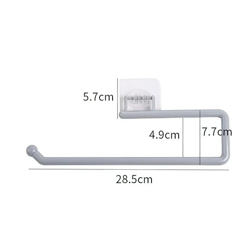 Suporte cinza autoadesivo para papel toalha, dimensões 28,5x7,7x5,7cm, parede.