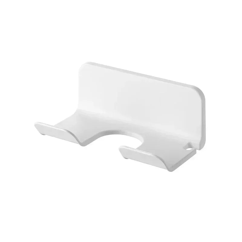 Suporte branco de parede para celular com design minimalista em plástico liso