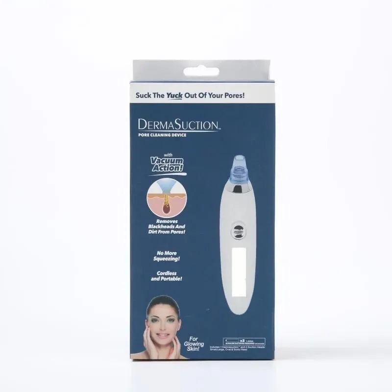 Embalagem azul do DermaSuction, limpador de poros facial portátil a vácuo para cravos.